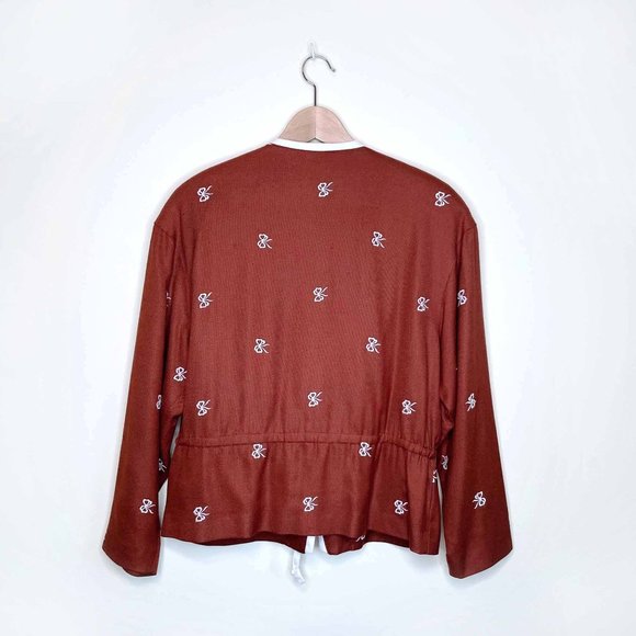 vintage simon chang embroider bow tie waist blazer - Picture 4 of 7